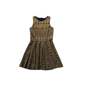 Cynthia Rowley Sleeveless Dress Black Tan Pattern Knit